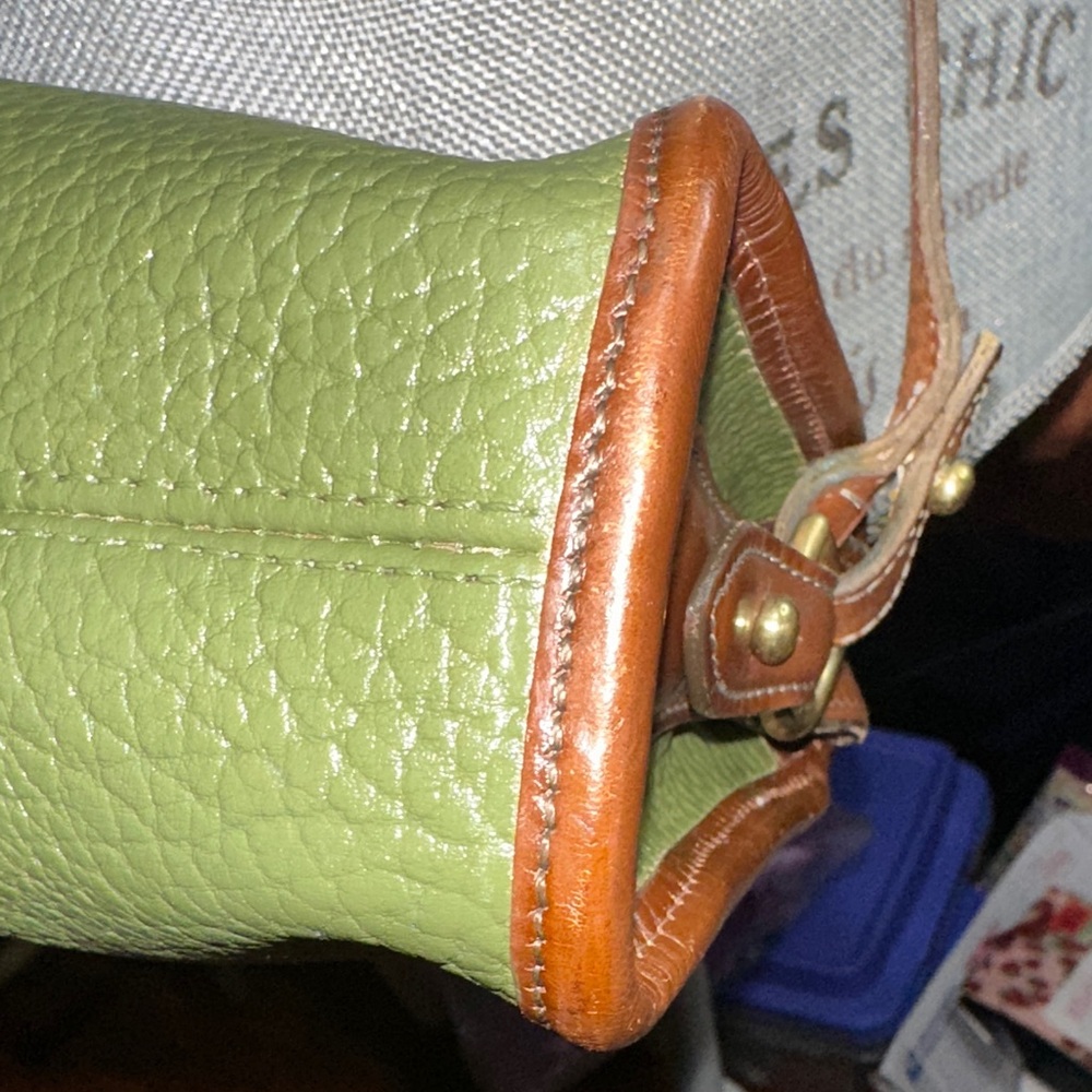 Dooney & Bourke Green and Tan Leather Crossbody Bag - Picture 5 of 15